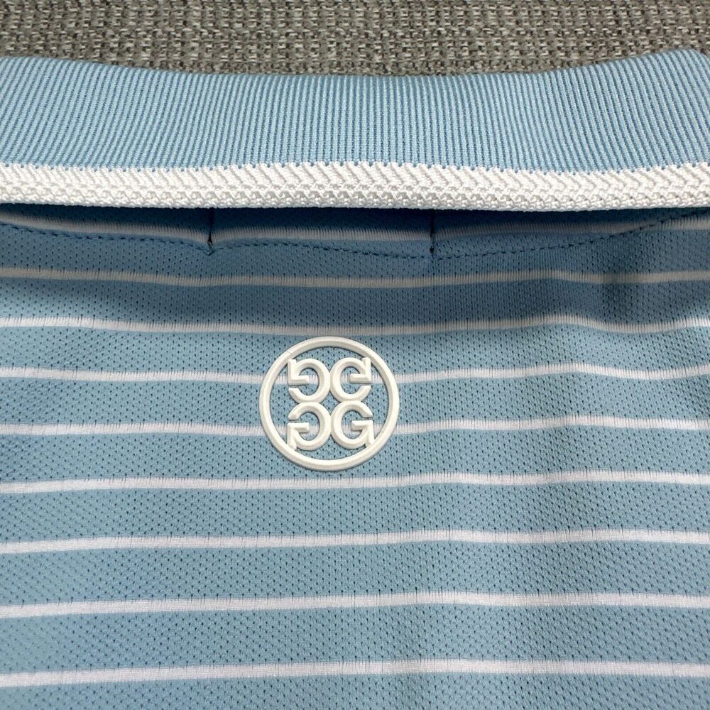 G/Fore Polo‎ Shirt Mens XL Blue Striped Performance Golf Casual Pullover - Picture 5 of 9
